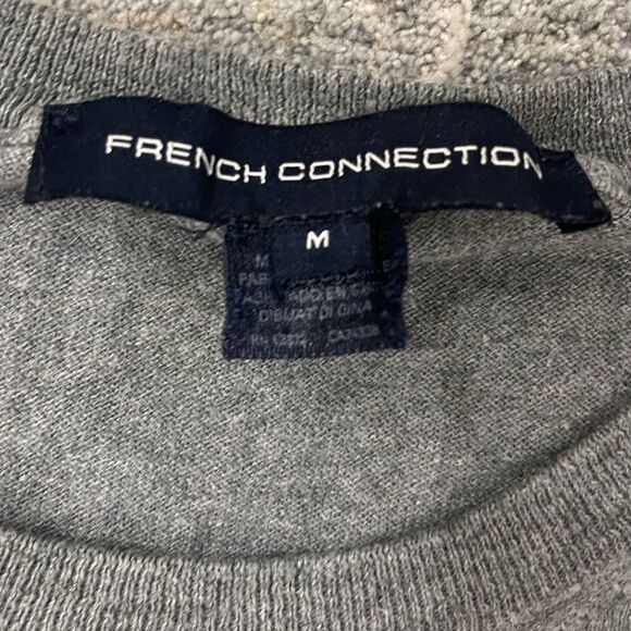 Rare merino wool sweater gray French Connection purple sequin wink design Medium - Picture 3 of 4